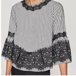 Black & White Zara Shirt with Lace